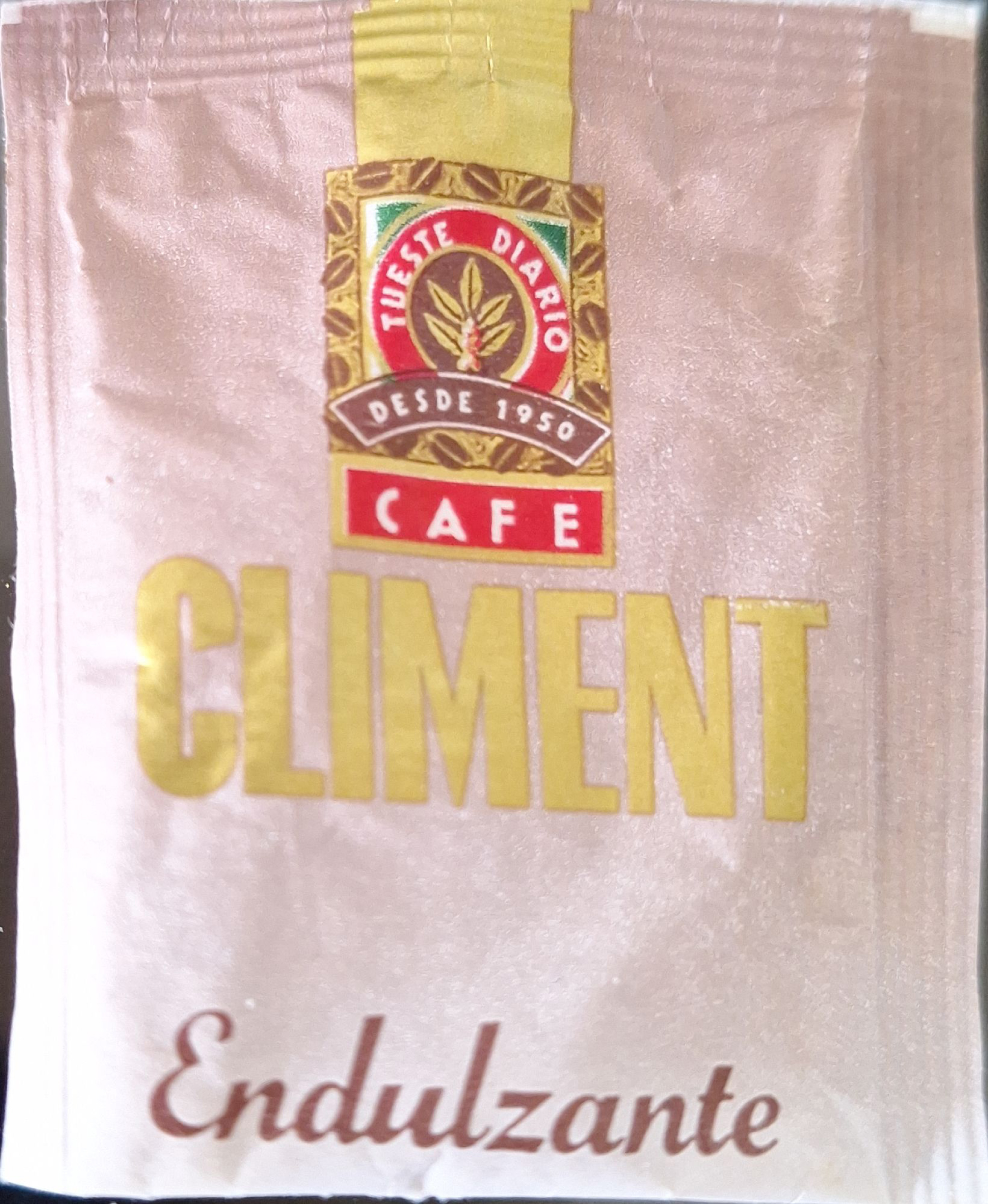 Sobres de edulcorantes de la marca de café CLIMENT.
