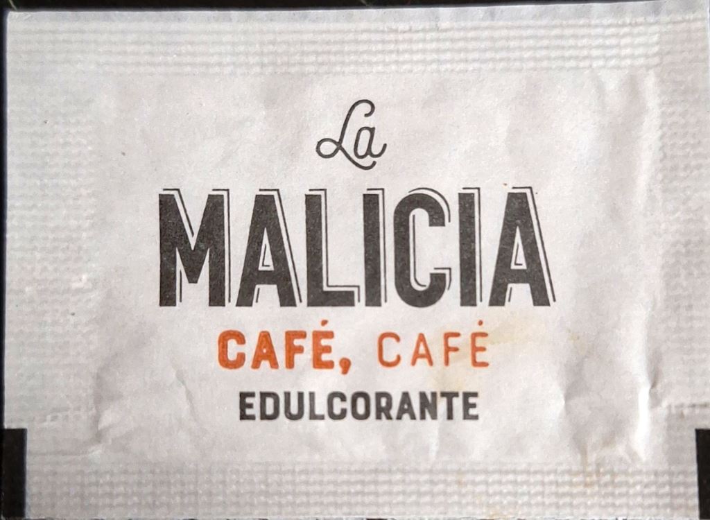 Sobres de edulcorantes de la marca de café LA MALICIA.