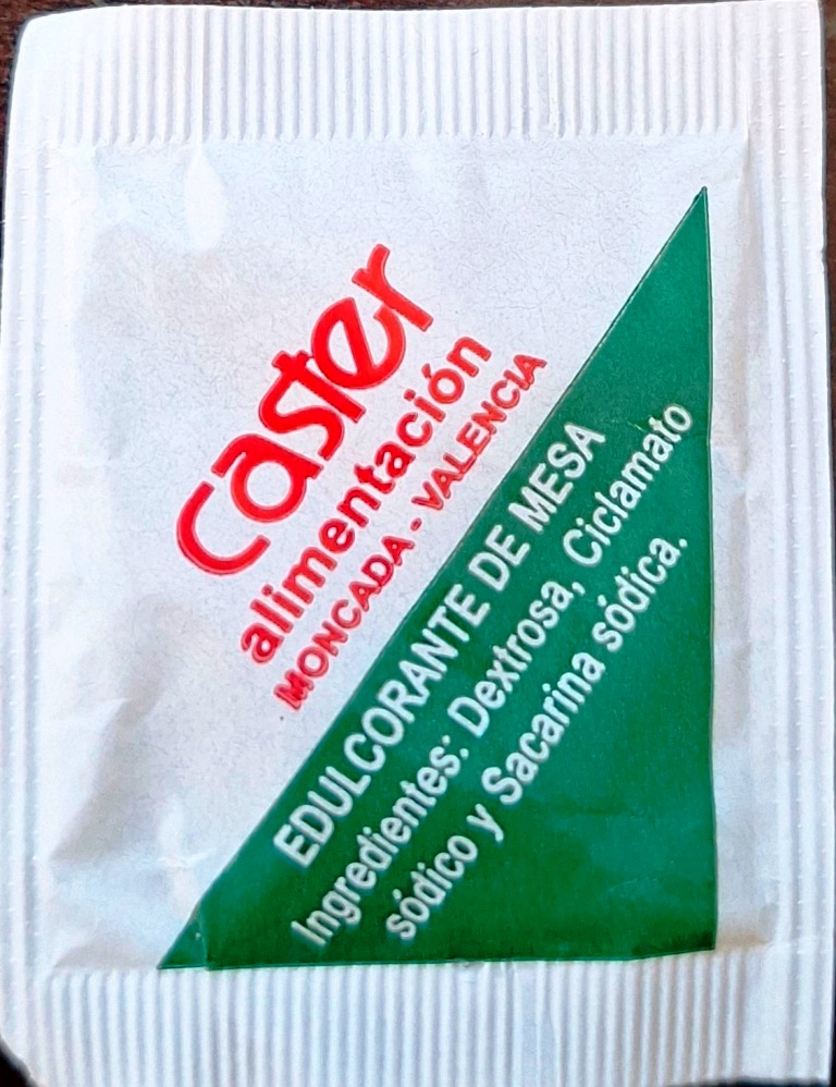 Sobres de edulcorantes de la marca de edulcorante CASTER