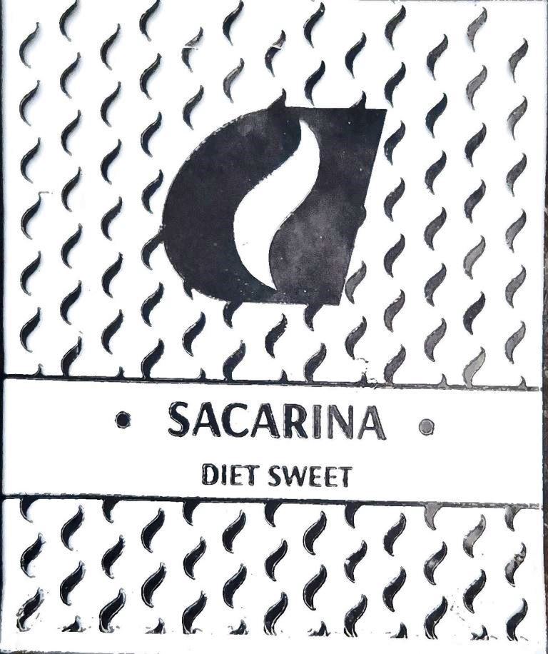 Sobres de edulcorantes de la marca de edulcorante SACARINA.