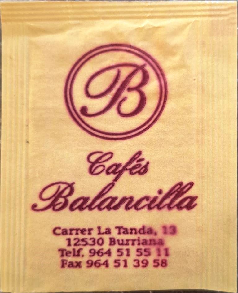 Sobres de edulcorantes de la marca de café BALANCILLA.