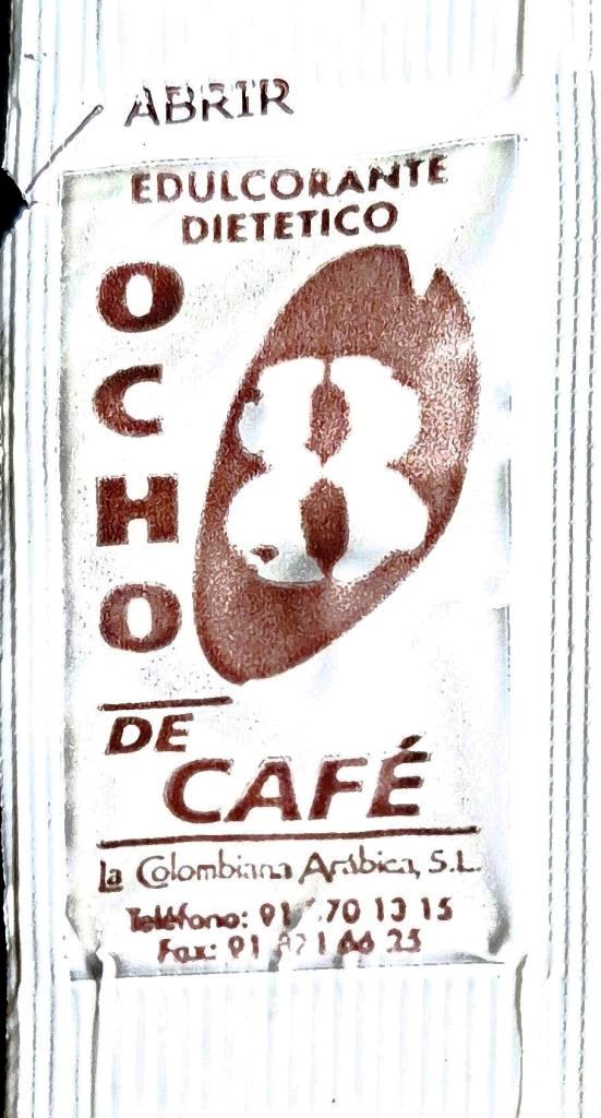 Sobres de edulcorantes de la marca de café 0CHO DE CAFE.