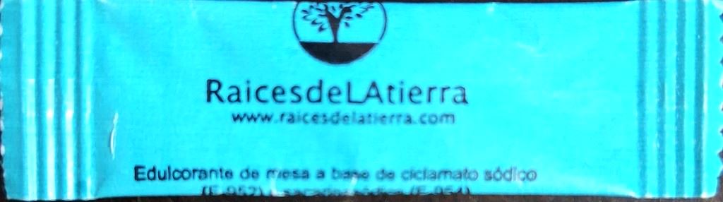 Sobres de edulcorantes de la marca de edulcorante RAICES de la TIERRA.
