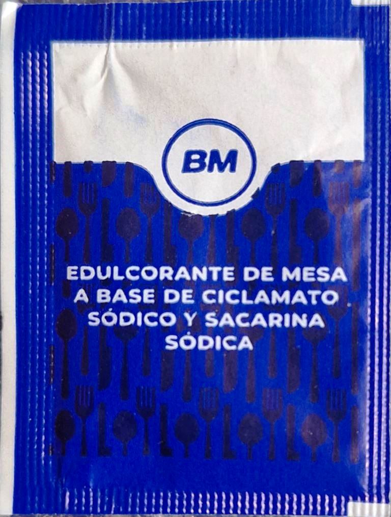 Sobres de edulcorantes de la marca de edulcorante BM