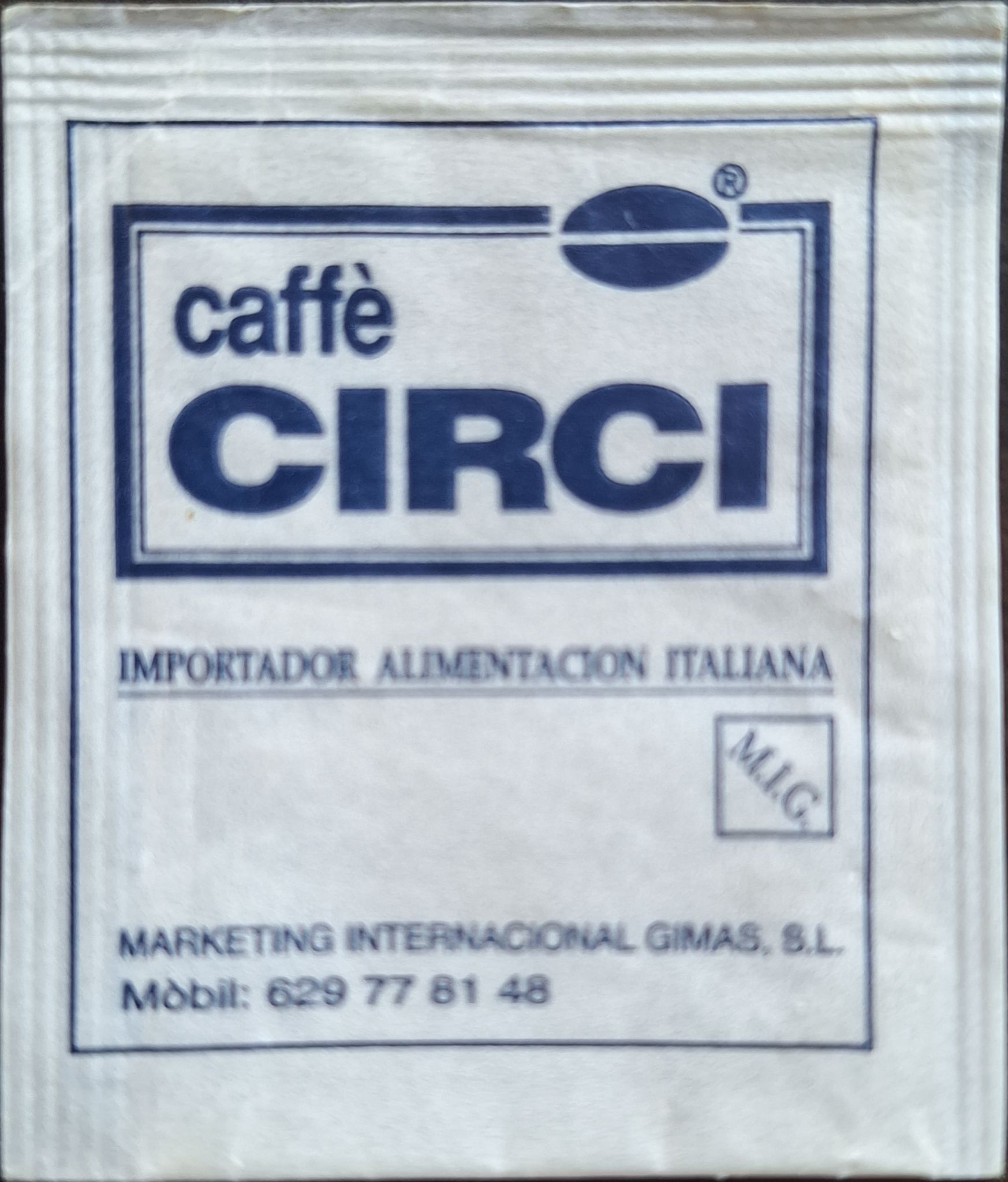 Sobres de edulcorantes de la marca de café CIRCI.