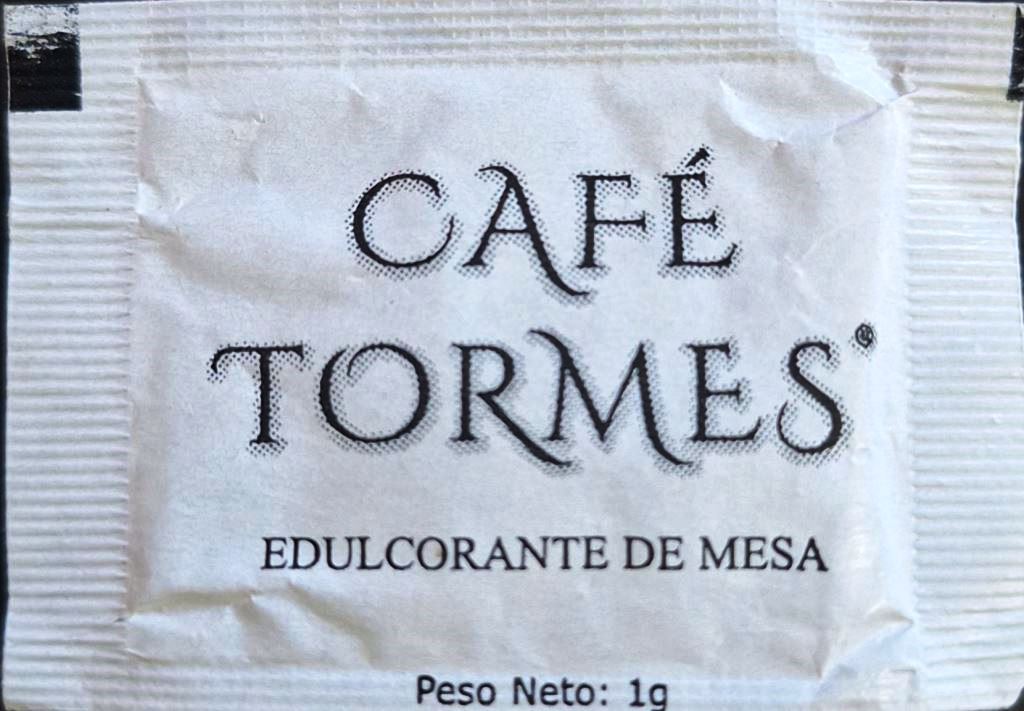 Sobres de edulcorantes de la marca de café TORMES