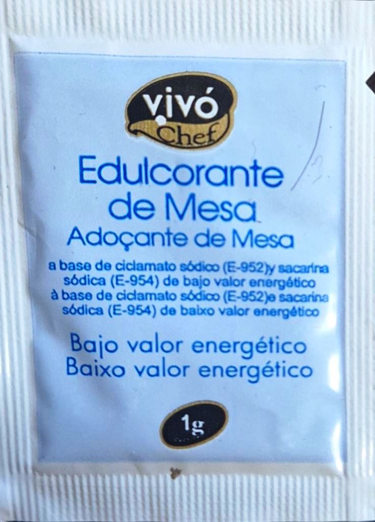 Sobres de edulcorantes de la marca de edulcorante VIVÓ.