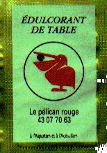 Sachets d'édulcorant de marques de café de France.