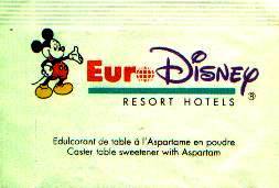 Sachets d'édulcorant de l'hôtel DISNEYLAND de France.