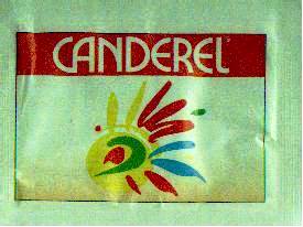Sachets d'édulcorant de la marque d'édulcorant CANDEREL de France.