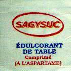 Sachets d'édulcorant de la marque d'édulcorant SAGYSUC de France.