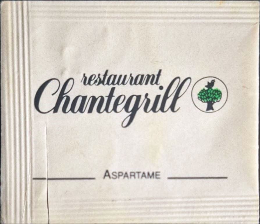 Sachets d'édulcorant CHR du RESTAURANT CHANTEGRILL de France.