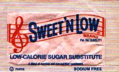 Sweetener packets from US sweetener brands.